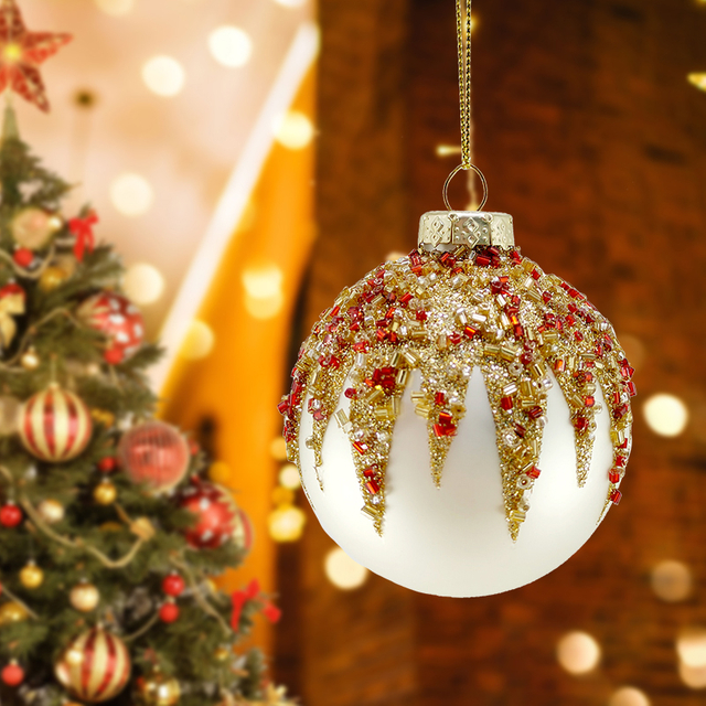 Boule de Noël suspendue en verre brillant, vente en gros, pour la décoration de la maison