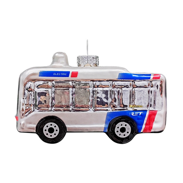 Conception de bus en verre soufflé personnalisé pour la décoration d'arbre de Noël